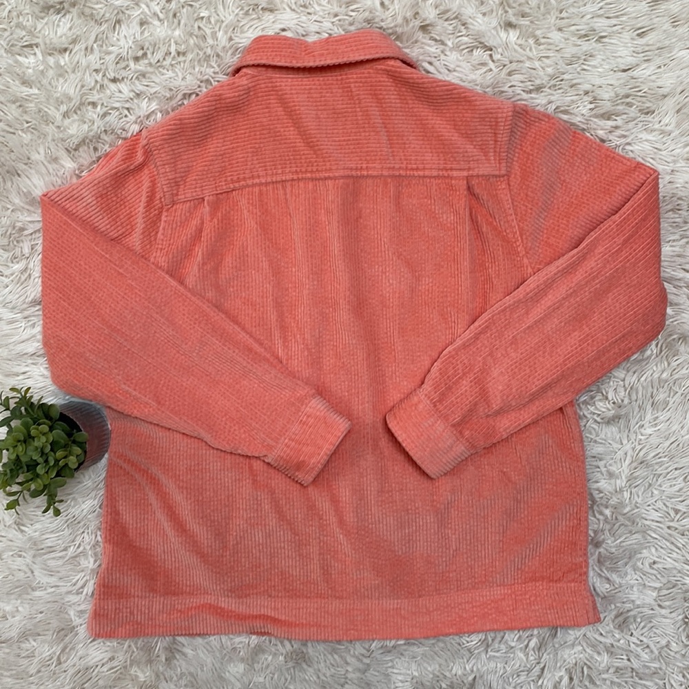 Hp L.L. Bean Corduroy Button Down Shacket Coral - image 4